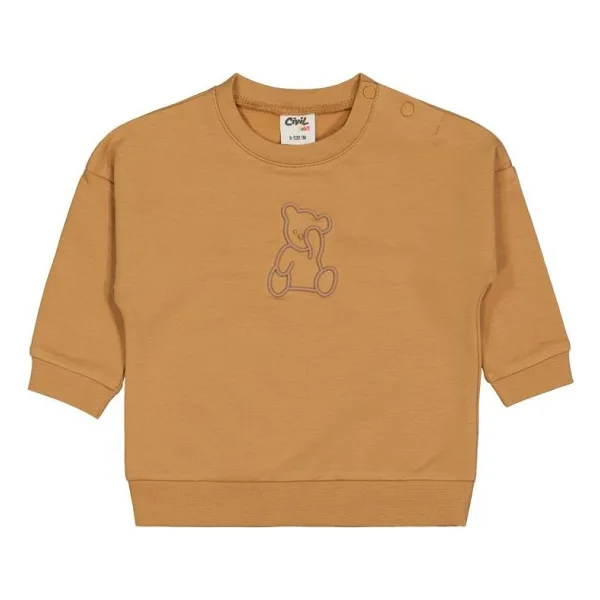 Civil Baby Teddy Baskılı 6-18 Ay Sweatshirt - Hardal 18-24 Ay - Hardal - Bej - 18 - 24 Ay