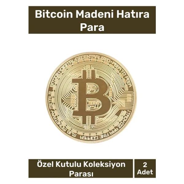 Deluxe Series Kutulu Hediyelik Kripto Hatıra Koleksiyon Bitcoin Madeni Para Altın Rengi 2 Adet