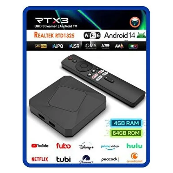 Everbox Rt-x3 4k Android 14.0 Tv Box 4+64gb Realtek Rtd1325 Yapay Zeka İşlemci Chip Dual Hızlı Wifi6