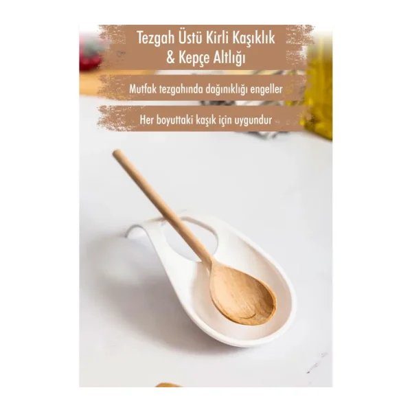 EW's Kitchenware Akrilik Beyaz Tezgah Üstü Kirli Kaşıklık & Kepçe Altlığı