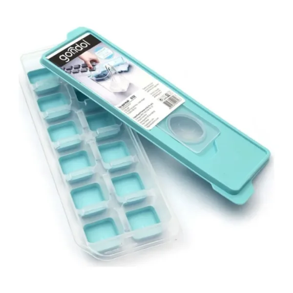 Gondol Bas Parmak Silikon Buz Kalıbı 12 Bölmeli 430 ml Sağlıklı Kullanım İçin Plastik Buzluk - Mavi