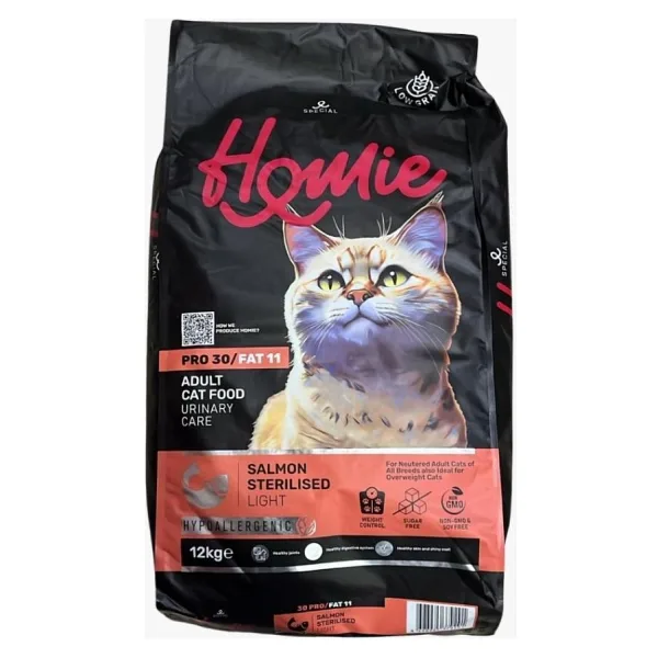 Homie Düşük Tahıllı Somonlu 12 kg Kısırlaştırılmış Yetişkin Kedi Maması