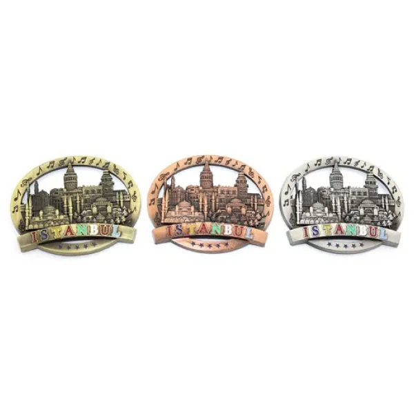 İstanbul Temalı Metal Magnet Yuvarlak Tasarım