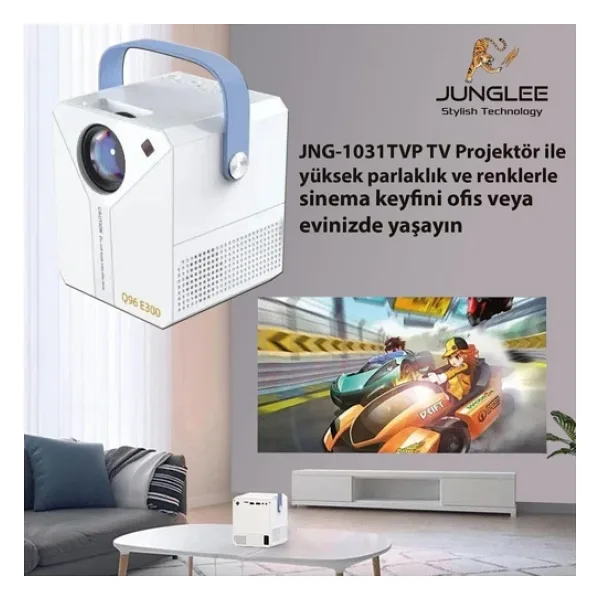 JUNGLEE ANDROİD 4K ULTRA HD WİFİ PROJEKSİYON CİHAZI USB HDMİ TF CARD GİRİŞLİ DAHİLİ HOPARLÖR EKRAN YANSITMA