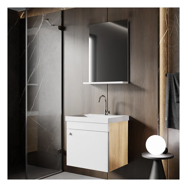 Karen Milano 50 cm Lavabolu Banyo Dolabı Seti