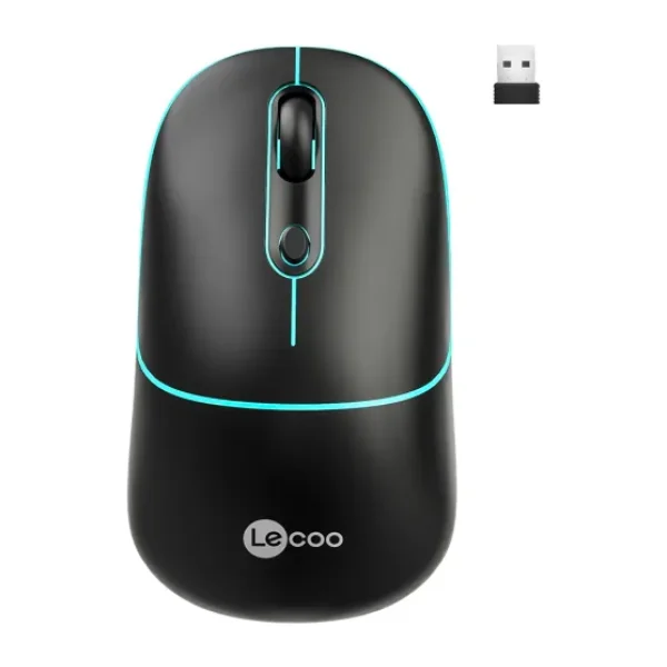 Lenovo Lecoo WS210 Siyah RGB Şarjlı Sessiz Ergonomik Optik Kablosuz Mouse