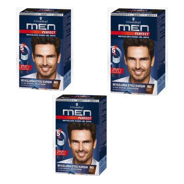Men Perfect 80 Kahve Siyah 3 Adet Erkek Saç Boyası