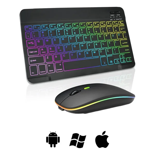 Microcase Rgb Tablet ve Telefonlar Için Bluetooth Klavye ve Mouse Set - AL7815 Siyah