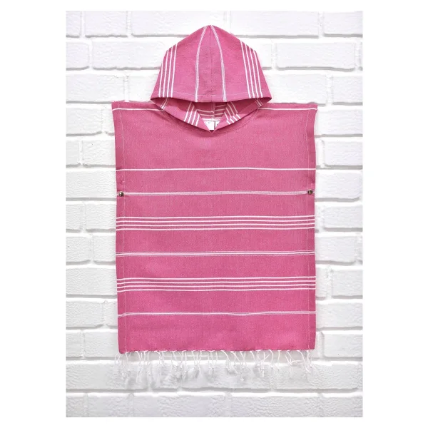Mina'nın Düşleri Peştemal Çocuk Panço Çizgili Pembe - 7 - 8 Yaş