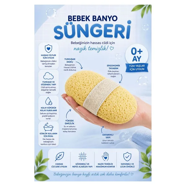MorBebe Bebek Banyo Süngeri Ve Cocuk Banyo Lifi Ve Sungeri, Bebek Yikama Süngeri (SABUN KOYMA CEPLİ)
