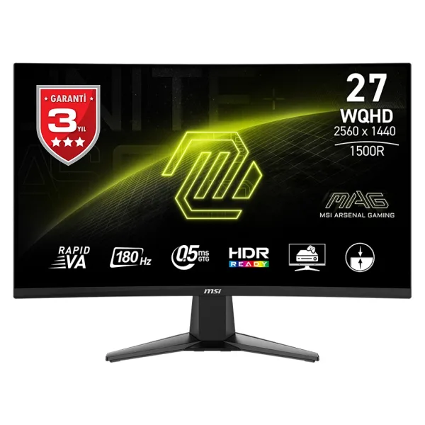 MSI MAG 27CQ6F 27" 0.5 ms 2K Curved 180 Hz Oyuncu Monitörü