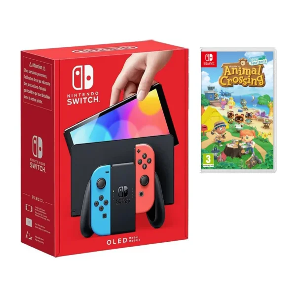 NİNTENDO SWİTCH OLED NEON RED/NEON BLUE OYUN KONSOLU + ANİMAL CROSSİNG NEW HORİZONS NİNTENDO SWİTCH OYUN