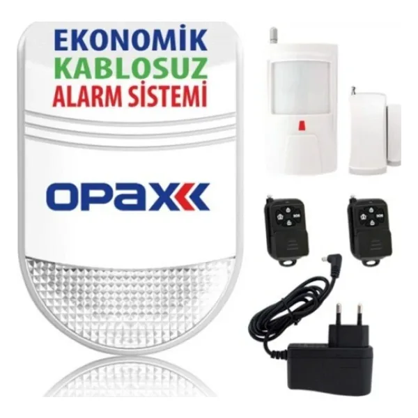 Opax Bgr-06 Ekonomik Kablosuz Alarm Sistemi (Siren+Pır+Manyetik Kontak+2 Adet Kumanda+Adaptör)