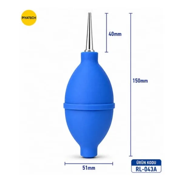 RL-043A Profesyonel Metal Uçlu Mavi Hava Pompası - Kamera Lens, Sensör ve Elektronik Toz Temizleme Pompası