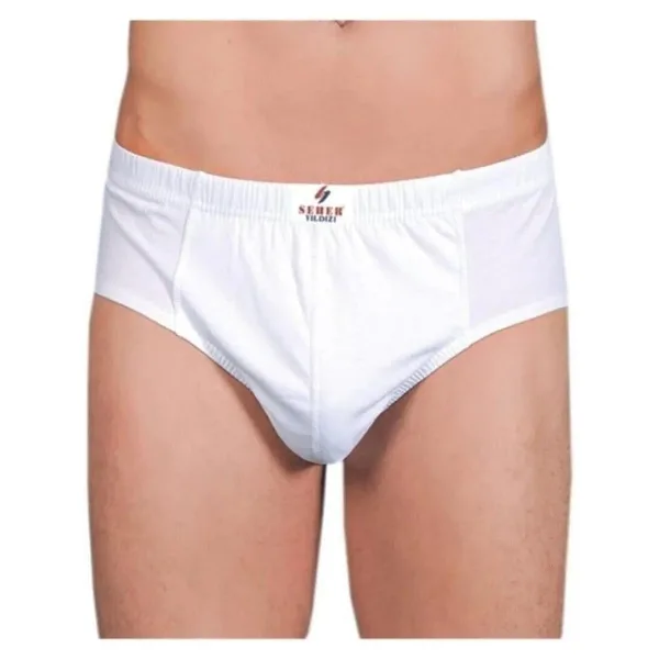 Seher Yıldızı Beyaz Erkek Slip Külot 12'li Paket Pamuklu Beyaz Beden 1