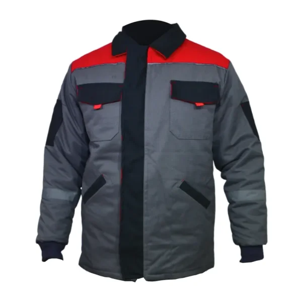 Ssm Sesam Grup 0638 7x7 Gabardin Kapitoneli Iş Montu - Gri - Kırmızı