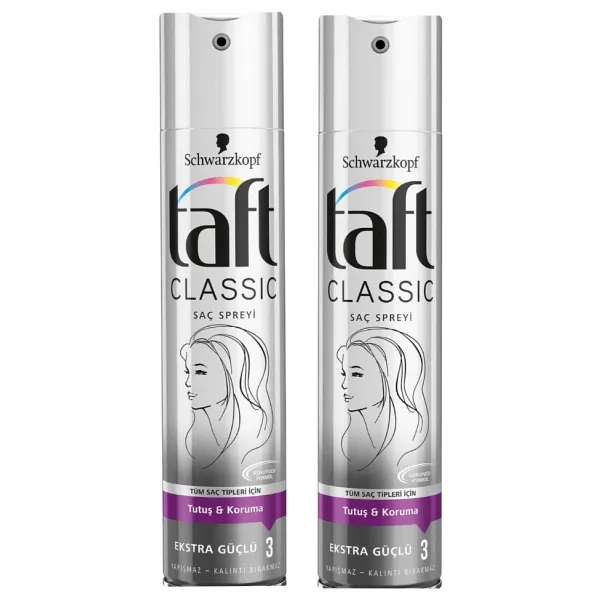 Taft Classic Ekstra Güçlü 250 ml 2 Adet Saç Spreyi