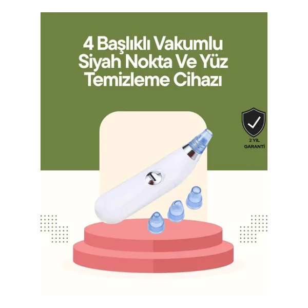 USB Destekli 4 Başlıklı Siyah Nokta Vakum Cihazı - Gözenek Temizleyici ve Cilt Yenileyici Bakım Alet