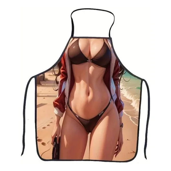 Valkyrie Bikini Esprili Mutfak Önlüğü Baskılı Unisex Parti Barbekü Mutfak Önlüğü 80x60 cm