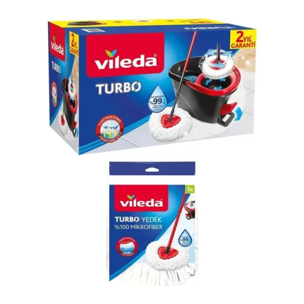 Vileda Turbo Pedallı Temizlik Seti + Üçgen Mikrofiber Yedek Paspas