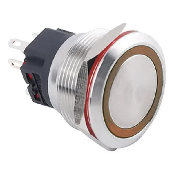 WD25B-P1Z-E 25mm Düz Anahtarlı Işıklı Metal Buton - Sarı
