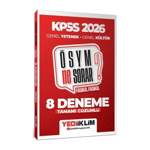Yediiklim Yayınları 2026 KPSS ÖSYM Ne Sorar Genel Yetenek Genel Kültür Tamamı Çözümlü Fasikül 8 Deneme