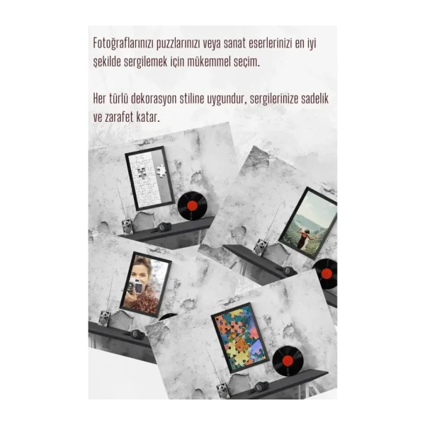 21lik Puzzle Poster Resim Çerçevesi PVCli Postersiz Resimsiz Çerçeve (Eskitme Gri, 34x48)