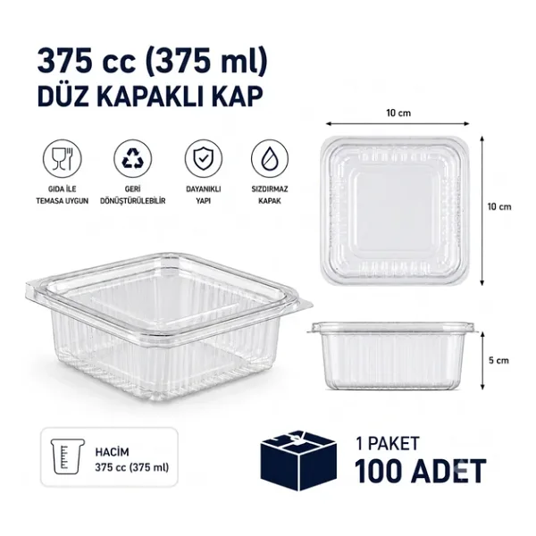 375 cc Sızdırmaz Kap - 100 Adet