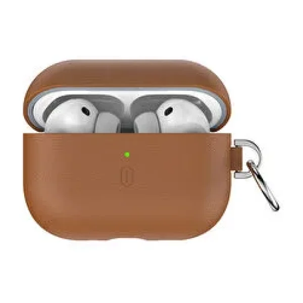 Apple AirPods Pro 3 Wiwu Hc-201 Parmak İzi Bırakmayan Deri Kılıf - Kahverengi
