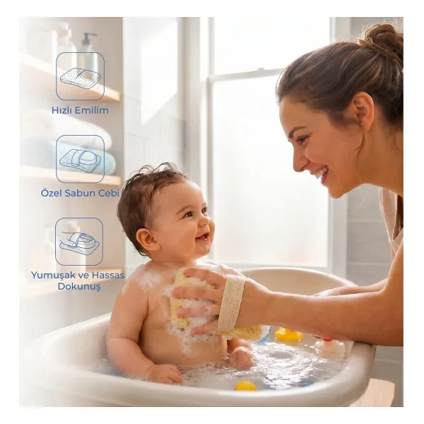 Babyjem Soft Lastikli Bebek Yıkama Banyo Süngeri