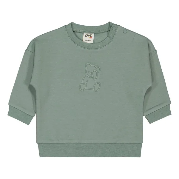 Civil Baby Teddy Baskılı 6-18 Ay Sweatshirt - Yeşil 18-24 Ay