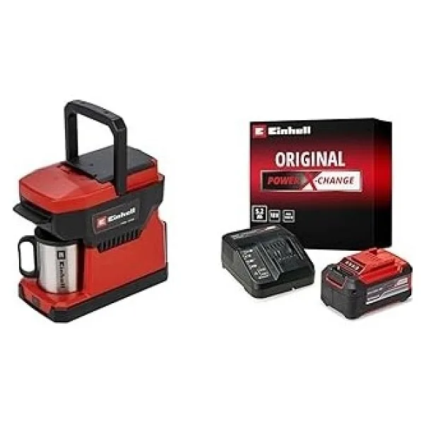 Einhell TE-CF 18 Li - Solo, Akülü Kahve Makinesi + Einhell 18V 5,2 Ah PXC Starter-Kit (Başlangıç Seti), Akü ve Şarj Cihazı