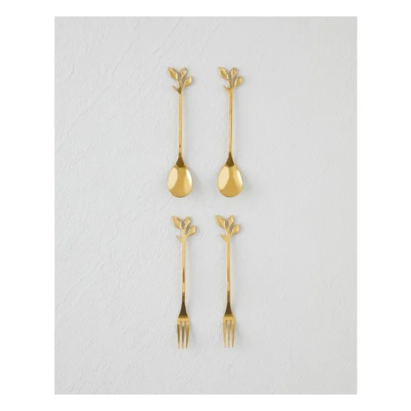 English Home Lush Elegance Paslanmaz Çelik T.Çatal-Kaşık Set 4 Parça Gold