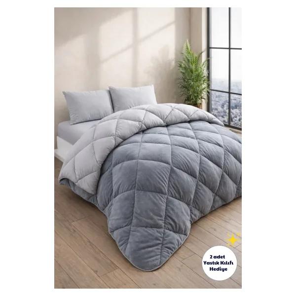 Formeya Lüx Gri 195x215 cm Çift Taraflı Welsoft Çift Kişilik Yorgan