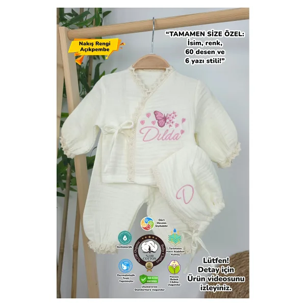 gros shop - Müslin Yeni Doğan 4Katlı Organik Kelebek