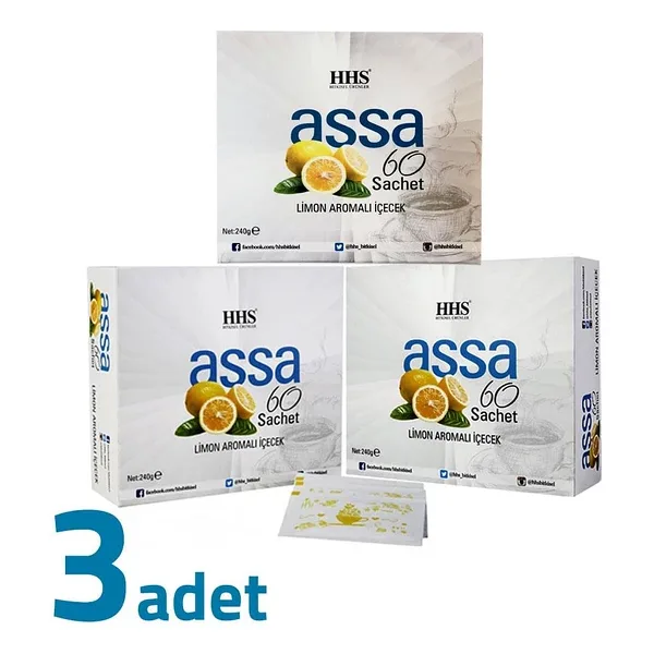 HHS Assa 60 Sachet Limon Aromalı Bitki Form Çayı 240GR X 3 Adet