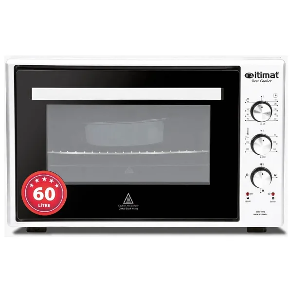 İtimat 8060 Çift Camlı Turbo 60 lt Beyaz Fırın