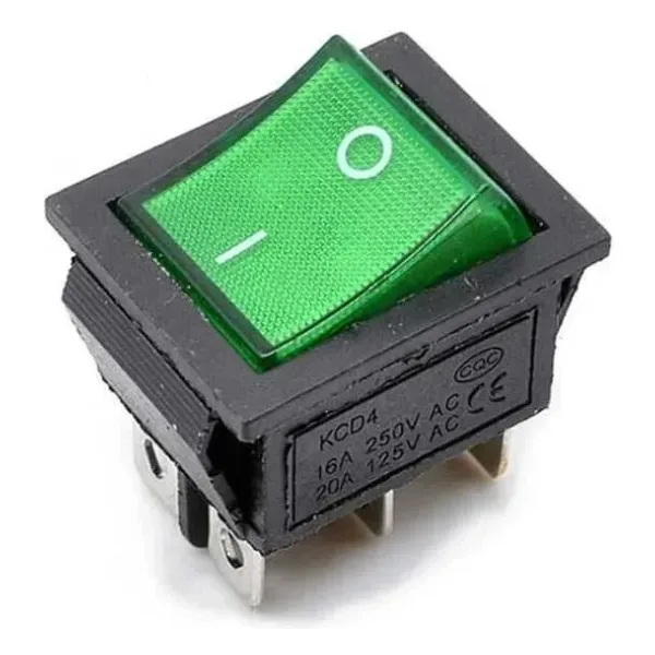 KCD4 Yeşil Işıklı On/Off Anahtar 4 Pin
