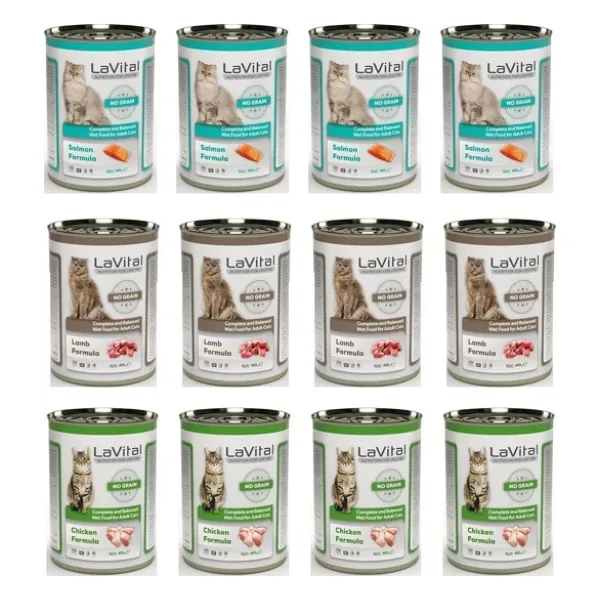 LaVital Tahılsız 3 Çeşit Karma Kedi Konservesi 400 Gr. x 12 Adet
