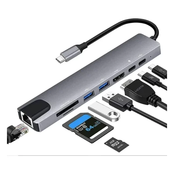 LUX Macbook Pro Air Usb Type-c Hub Dönüştürücü Çevirici Çoklayıcı Usb Hdmı Micro Sd Girişli
