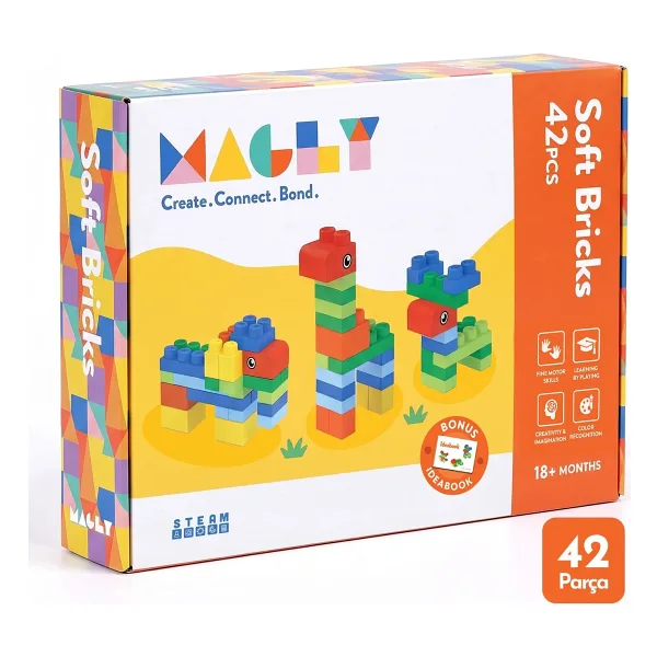 Magly Soft Bricks 42 Parça Yumuşak Blok Oyuncak