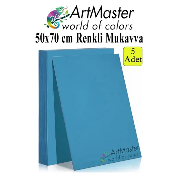 Mavi Renkli Mukavva 50X70 Cm 5 Adet 1 Paket Renkli Sert Karton 1.0 Mm Anasınıfı Hobi Etkinlik Okul Öncesi Elişi