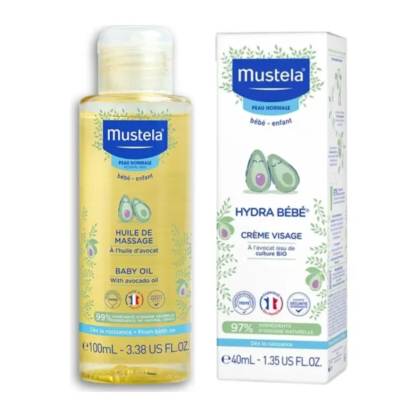 Mustela Hydra Bebe Organik Avokadolu Bebek Yüz Kremi 40 Ml + Baby Oil Bebek Yağı 100 Ml