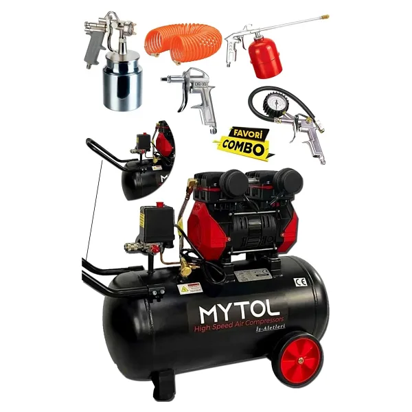 MYTOL 1,5 Hp Yağsız Hava Kompresörü Ve Havalı Alet Seti Hızlı Dolum