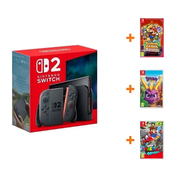 Nintendo Switch 2 Oyun Konsolu + Nintendo Switch Paper Mario: The Thousand Year Door Oyun + Nintendo Switch Spyro Reignited Trilogy Oyun + Nintendo Switch Super Mario Odyssey Oyun