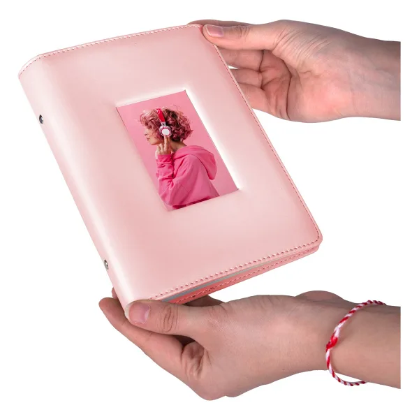 Nobbystar Instax 193 Fotoğraf Kapasiteli Pembe Polakart Pencereli Fotoğraf Albümü - 6x9cm