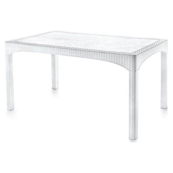 Omnipazar SY-2587 Beyaz Rattan Dikdörtgen Kapalı Masa 44177