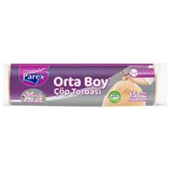 Parex Vanilya Kokulu Büzgülü Orta Boy Çöp Poşeti 15'li