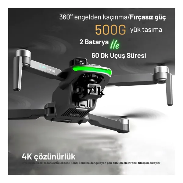 Piha S155 Drone 3 Axis Gimbal 2 Batarya İle 60 Dakika Uçuş Süresi Beni Takip Et Modu 4K HD Kamera Ve Lazerli Engelden Kaçınma Modu