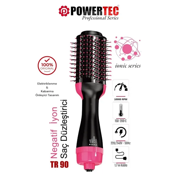 Powertec TR-90 Saç Düzleştirici Fön Tarağı